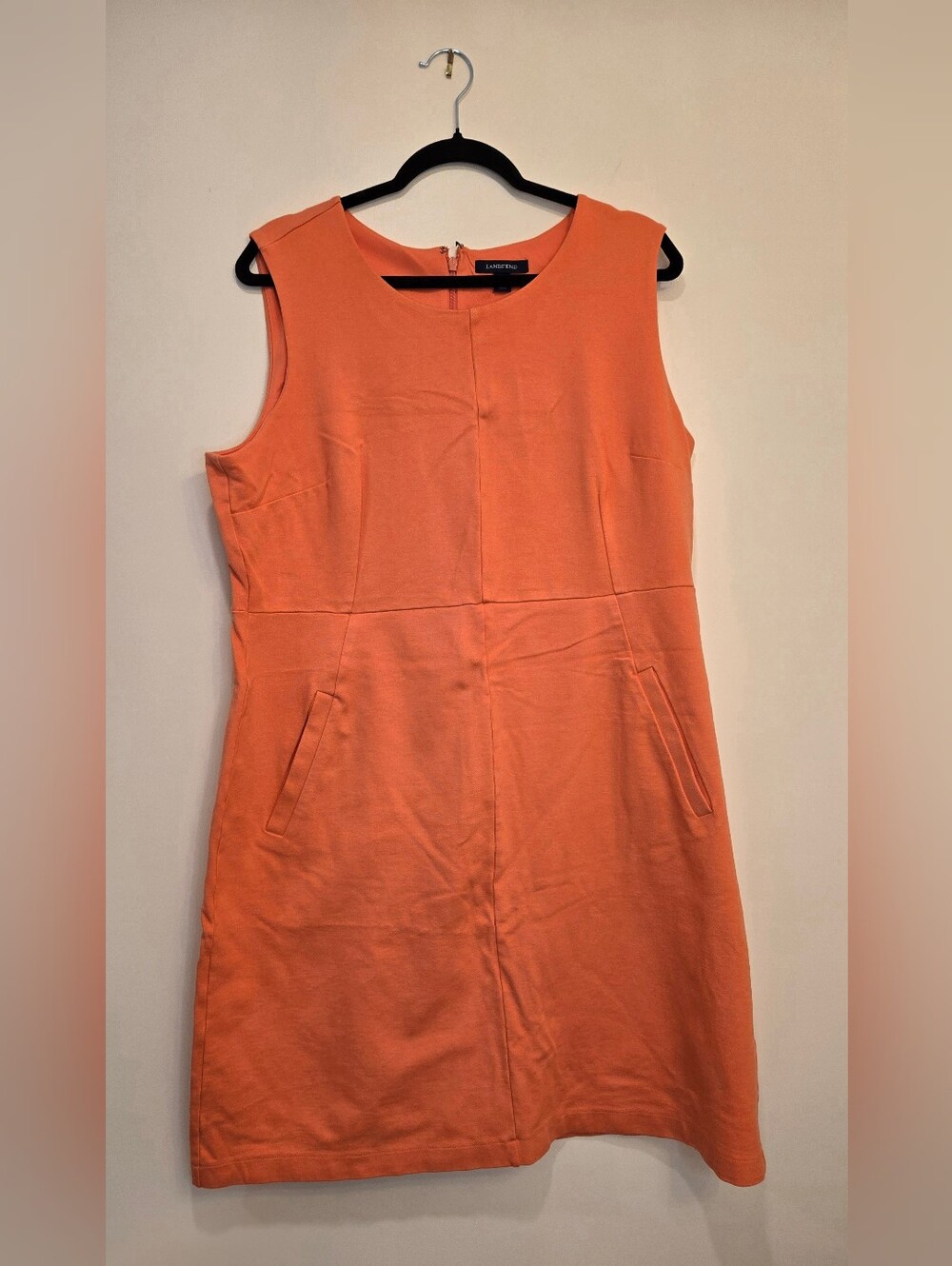 Lands' End Sleeveless Ponte Coral Knit Sheath Dress - Size 18